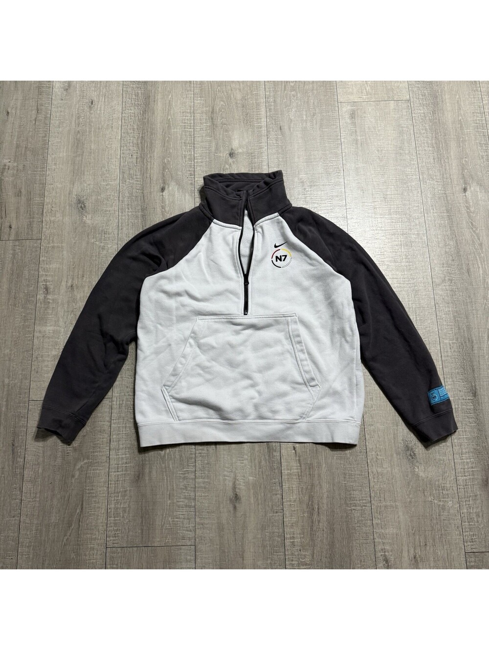 Nike Sportswear N7 Grey White Fleece 1/2 Zip Pullover Western CQ9239 082 Women - Picture 2 of 10